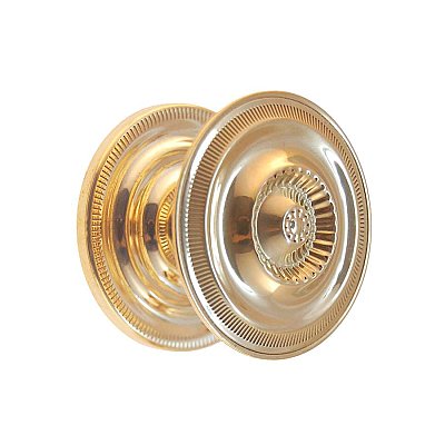 Polished Brass Sheraton Style Cabinet Knob with Backplate - 2"
