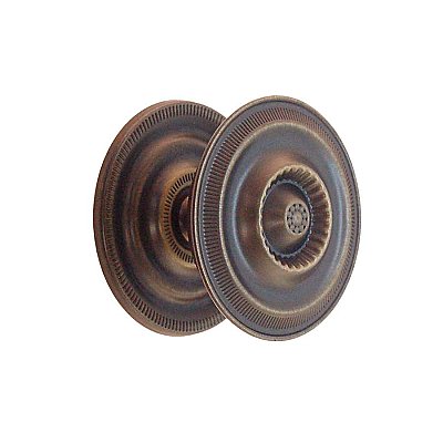 Antique Brass Sheraton Style Cabinet Knob with Backplate - 2"