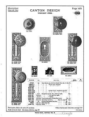 Antique Wrought Steel "Canton" Design Door Plate by P. & F. Corbin Hardware - Circa 1905