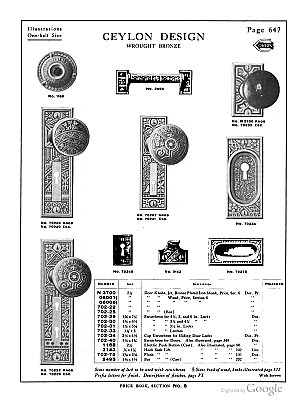 Antique Cast Bronze "Ceylon" Pattern Door Plate by P. & F. Corbin Hardware - Circa 1905