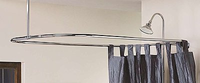 Solid Brass Rectangular Shower Curtain Frame for Clawfoot Tub, 24" x 42" - Chrome