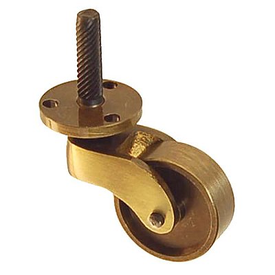 Antique Brass Stem Caster with Plate, Large