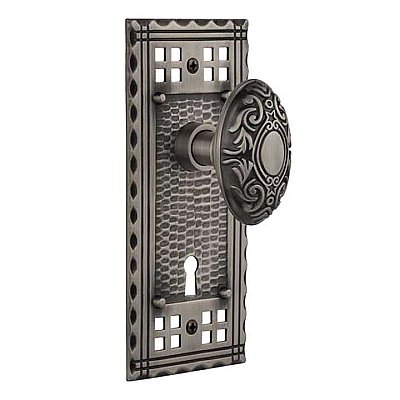 Complete Door Hardware Set - with Craftsman Plate with Victorian Knob