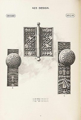 Antique Cast Iron "423 Design" Door Plate by Chicago Hardware Co. - Circa 1895