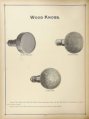 Antique Cast Bronze and Oak Wood Door Knob and Plate Set by Chicago Hardware Co. - Circa 1888