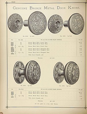 Antique Pair of Cast Bronze "Leaf" Design Entry Door Knobs by P. & F. Corbin - Circa 1881