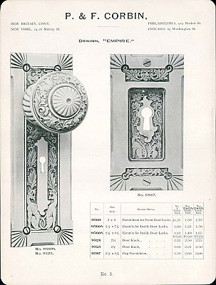 Pair of Antique Japanned Cast Bronze "Empire" Design Door Plates by P. & F. Corbin - Circa 1892