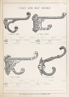 Antique Cast Iron Aesthetic Movement Coat Hook by P. & F. Corbin - Circa 1895