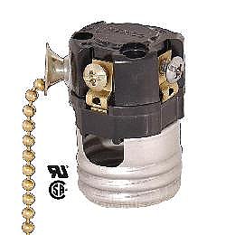 Standard Electrolier Socket with On/Off Pull Chain - Leviton Brand