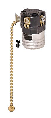 Standard Electrolier Socket with On/Off Pull Chain - Leviton Brand