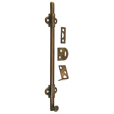 8" Surface Door Bolt, Antique Brass