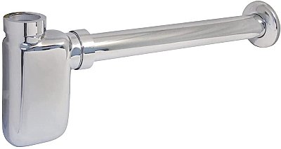 Trimscape Euro Brass Oval Bottle Trap Sink Drain - 1-1/4" OD - Polished Chrome