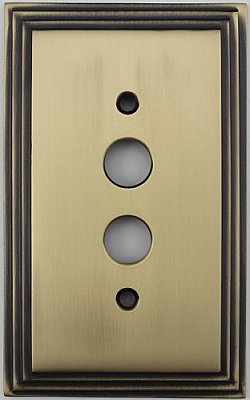 Deco Antique Brass Single Pushbutton Forged Switchplate