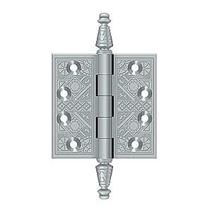 Ornate Steeple Tip Solid Brass Door Hinge Pair - 3-1/2" x 3-1/2"