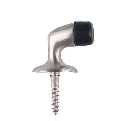 Solid Brass Mini Gooseneck Floor Door Stop Satin Nickel
