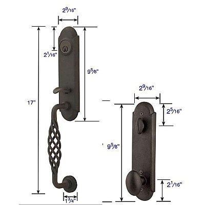 Monolithic with Lafayette Grip Wrought Steel Tubular Entry Door Hardware Set