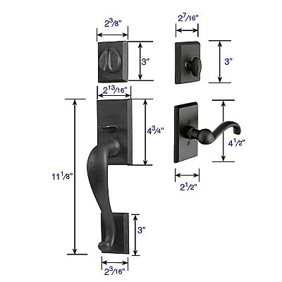 Rectangular Sectional Sandcast Bronze Tubular Entry Door Hardware Set
