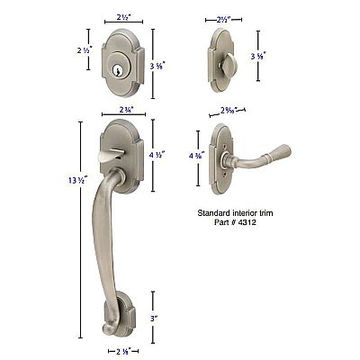 Nashville Brass Tubular Entry Door Hardware Set