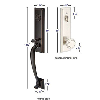 Adams Brass Tubular Entry Door Hardware Set