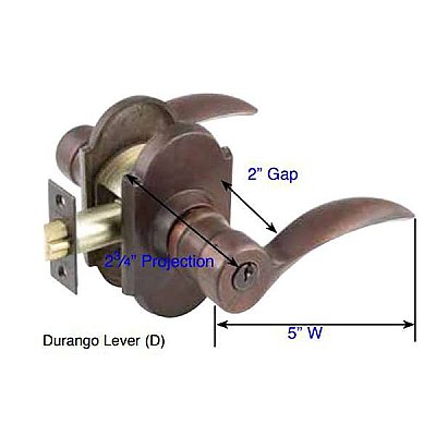 Emtek #1 Rosette Sandcast Bronze Key-In-Knob Durango Lever Tubular Latch Entry Door Hardware Set