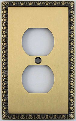 Egg And Dart Antique Brass Forged Single Duplex Switchplate / Cover Plate