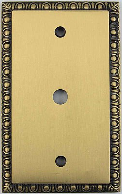Egg And Dart Antique Brass Forged Single Cable Switchplate / Cover Plate