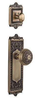 Egg and Dart Complete Exterior and Interior Handleset With Deadbolt - Multiple Finish and Knob Options