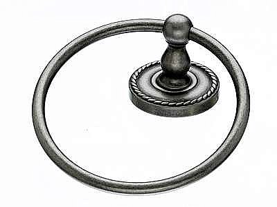 Edwardian Rope Backplate Towel Ring in Antique Pewter