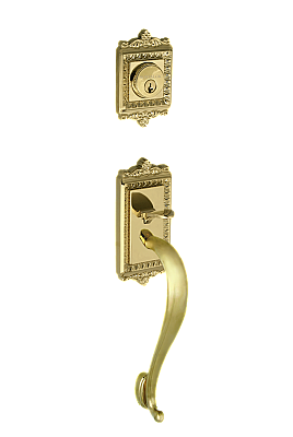 Egg & Dart Complete Exterior and Interior Handleset With Deadbolt - Multiple Finish and Interior Knob Options - S Grip