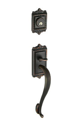 Egg & Dart Complete Exterior and Interior Handleset With Deadbolt - Multiple Finish and Interior Knob Options - S Grip