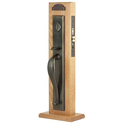 Emtek Rectangular Full Length Sandcast Bronze Mortise Entry Door Hardware Set