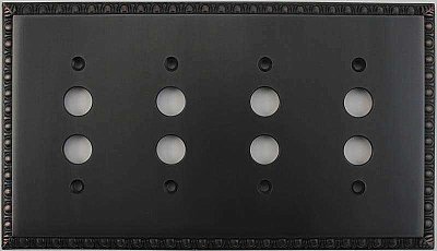 Egg And Dart Oil Rubbed Bronze Forged Quad Pushbutton Switchplate / Cover Plate