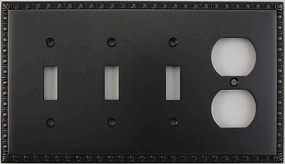 Egg And Dart Oil Rubbed Bronze Forged Triple Toggle/Single Duplex Switchplate / Cover Plate