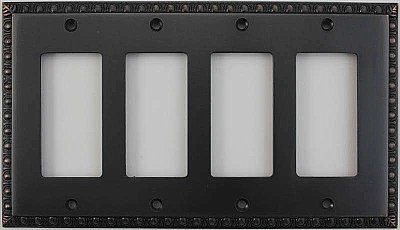 Egg And Dart Oil Rubbed Bronze Forged Quad GFCI Switchplate / Cover Plate