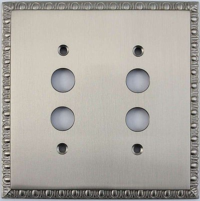 Egg And Dart Satin Nickel Forged Double Pushbutton Switchplate / Cover Plate