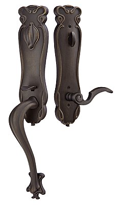 Art Nouveau Lost Wax Cast Bronze Tubular Entry Door Hardware Set