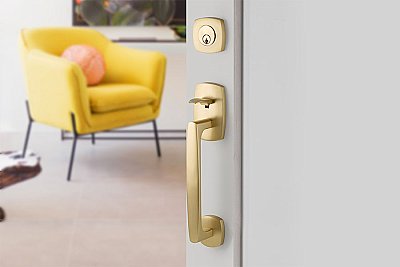 Urban Modern Brass Tubular Entry Door Hardware Set
