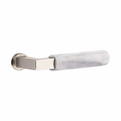 Emtek Select L-Square White Marble Lever Door Hardware Set - Multiple Rosette and Finish Options