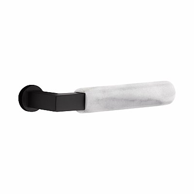Emtek Select L-Square White Marble Lever Door Hardware Set - Multiple Rosette and Finish Options