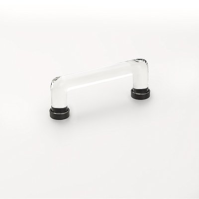 Modern Glass Crystal Cabinet Pull - 4" on Center - Multiple Finishes Available
