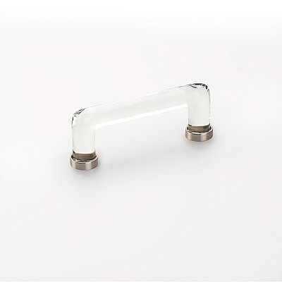 Modern Glass Crystal Cabinet Pull - 4" on Center - Multiple Finishes Available