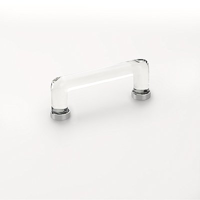 Modern Glass Crystal Cabinet Pull - 4" on Center - Multiple Finishes Available