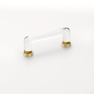 Modern Glass Crystal Cabinet Pull - 4" on Center - Multiple Finishes Available