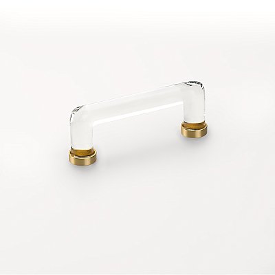 Modern Glass Crystal Cabinet Pull - 4" on Center - Multiple Finishes Available