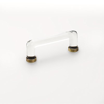 Modern Glass Crystal Cabinet Pull - 4" on Center - Multiple Finishes Available