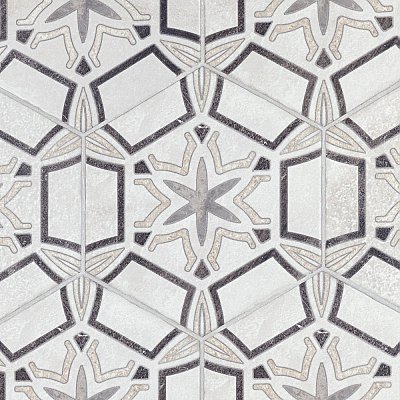 Mazzo Hex Deco Starburst 8-1/2" x 9-3/4" Porcelain Floor and Wall Tile - Per Case of 9 - 4.05 Sq. Ft