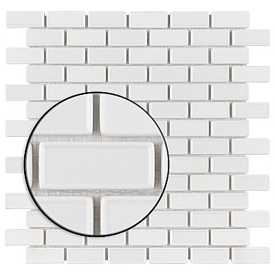 Expressions Recessed Subway White Glass Mosaic Tile - Per Sheet - .99 Sq. Ft. Per Sheet