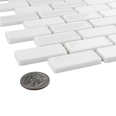 Expressions Recessed Subway White Glass Mosaic Tile - Per Sheet - .99 Sq. Ft. Per Sheet