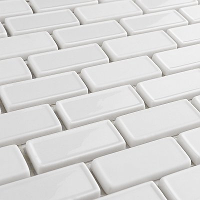 Expressions Recessed Subway White Glass Mosaic Tile - Per Sheet - .99 Sq. Ft. Per Sheet