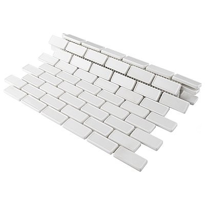 Expressions Recessed Subway White Glass Mosaic Tile - Per Sheet - .99 Sq. Ft. Per Sheet